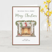 Cartão Feliz natal lareira aquarela Kaart (Gele Bloem)