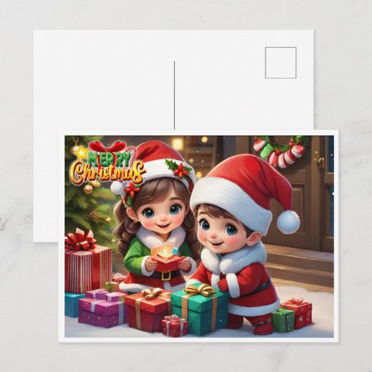 Cartão Postal Feliz Natal Feestdagenkaart (Voorkant / Achterkant)