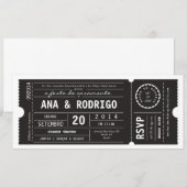 Cartaz convite de casamento do teatro em preto kaart (Voorkant / Achterkant)