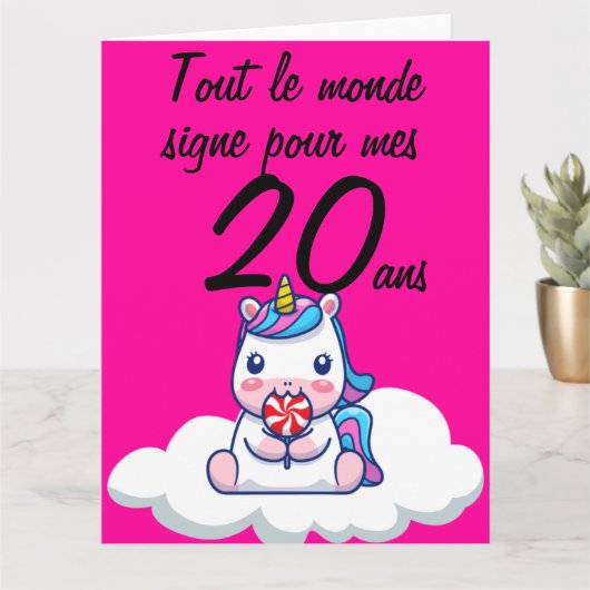 Carte anniversaire 20 ans grootformaat licorne xxl kaart (Kleine Plant)