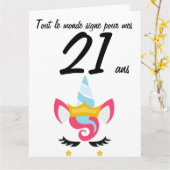 Carte anniversaire 21 ans grootformaat licorne xxl kaart (Gele Bloem)