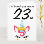 Carte anniversaire 23 ans grootformaat licorne xxl kaart (Gele Bloem)