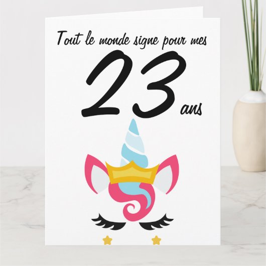 Carte anniversaire 23 ans grootformaat licorne xxl kaart (Voorkant)