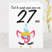 Carte anniversaire 27 ans grootformaat licorne xxl kaart (Gele Bloem)