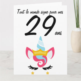 Carte anniversaire 29 ans grootformaat licorne xxl kaart