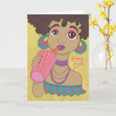 Carte de Fête - Jeune femme exotique Kaart (Gele Bloem)