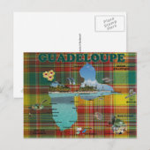 Carte de la Guadeloupe en madras Briefkaart (Voorkant / Achterkant)