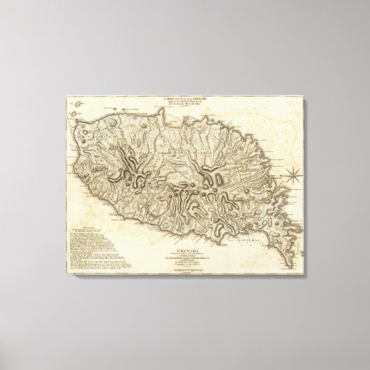 Carte de l'Isle de la Grenade Canvas Afdruk (Voorkant)