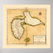 Carte de l'isle de la Guadeloupe (1742) Poster (Voorkant)