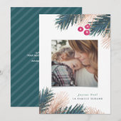 Carte de Noël de Pin et Baies Feestdagenkaart (Voorkant / Achterkant)