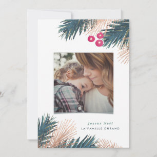 Carte de Noël de Pin et Baies Feestdagenkaart