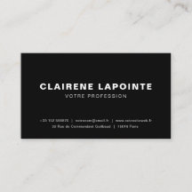 Carte de visite élégante noir et blanc modèle