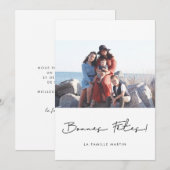 Carte de voeu foto Bonnes fêtes à personnaliser Feestdagenkaart (Voorkant / Achterkant)