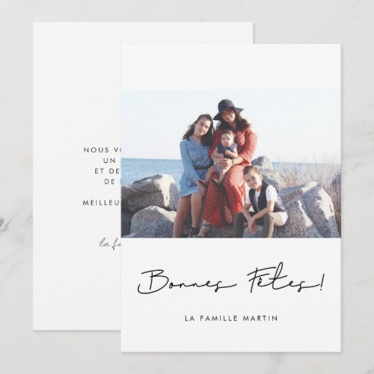Carte de voeu foto Bonnes fêtes à personnaliser Feestdagenkaart (Voorkant / Achterkant)