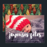 Carte de voeu foto Joyeuses Fêtes Feestdagenkaart<br><div class="desc">Un-stijl simpel et élégant pour cette carte de voeu en français,  personaliseerbaar avec votre foto.</div>