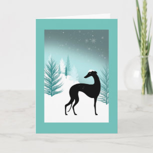 Carte de voeux Greyhound sous la neige Feestdagen Kaart
