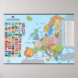 Carte des naties d'Europe (meertalig) Poster