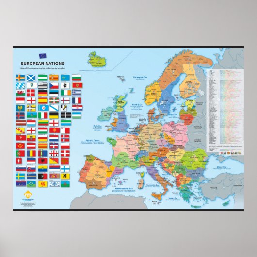 Carte des naties d'Europe (meertalig) Poster (Voorkant)