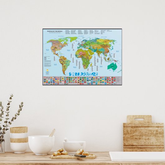 Carte des peuples du monde poster (Keuken)
