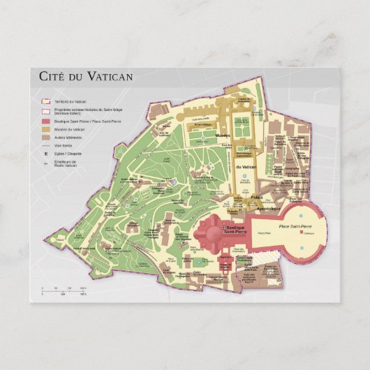 Carte du Cité du Vatican Diagramme Briefkaart (Voorkant)