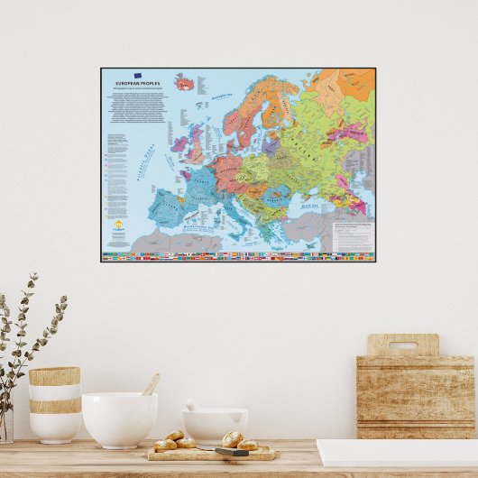 Carte ethnographique des peuples d'Europe Poster (Keuken)
