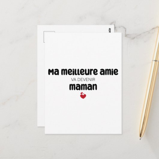 Carte "Ma meilleure amie va devenir maman" Briefkaart (Voorkant / Achterkant in situ)