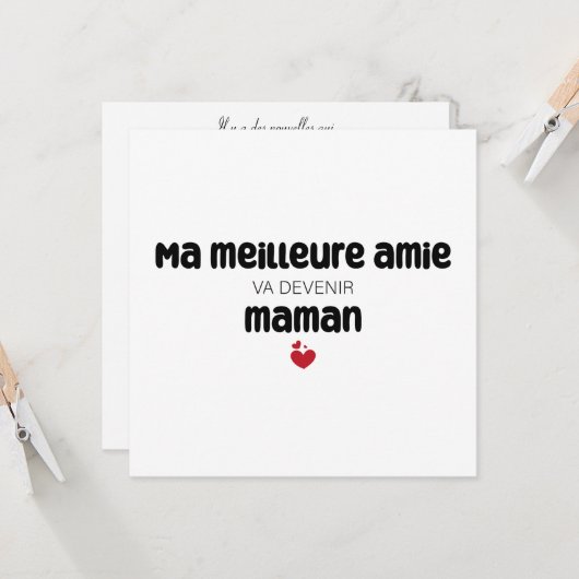 Carte "Ma meilleure amie va devenir maman" Kaart (Voorkant / Achterkant in situ)