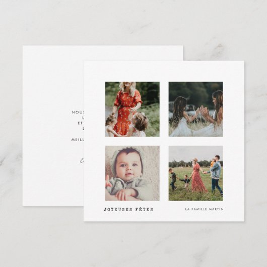 Carte Noël Joyeuses Fêtes Collage 4 foto's Feestdagenkaart (Voorkant / Achterkant)