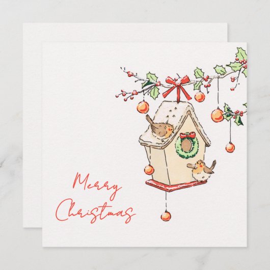 Carte Noël, Robin Chritsmas card Kaart (Voorkant / Achterkant)