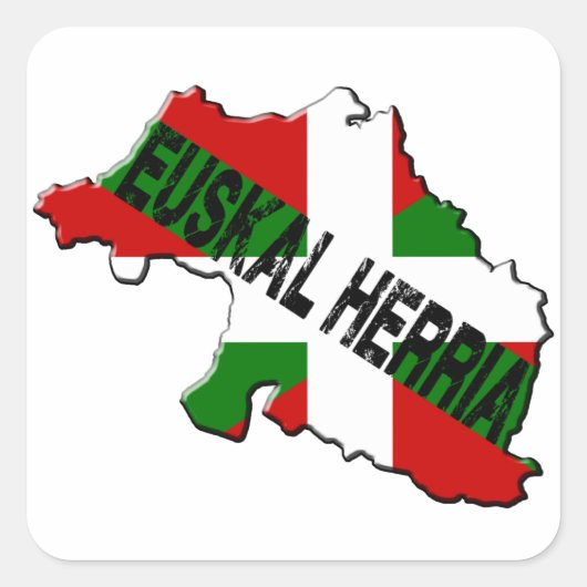 Carte pays basque/drapeau euskal herria vierkante sticker (Voorkant)