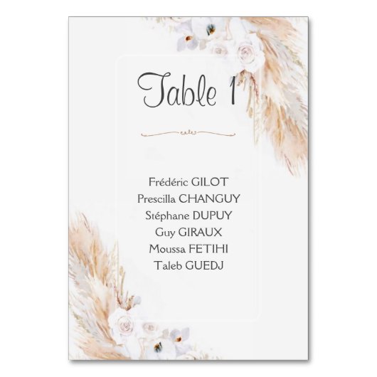 Carte Plan de table Kaart (Voorkant)