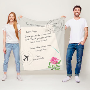 Carte Postale aangepast bericht persoonlijke liefd Fleece Deken