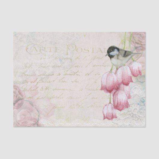 Carte Postale Bird between Flowers Tissue Paper Tissuepapier (Voorkant)