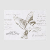 Carte Postale Bird French Script Sepia Tissuepapier (Voorkant)
