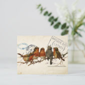 Carte Postale Bird Set 3 of 4 (European Robins) Briefkaart (Staand voorkant)