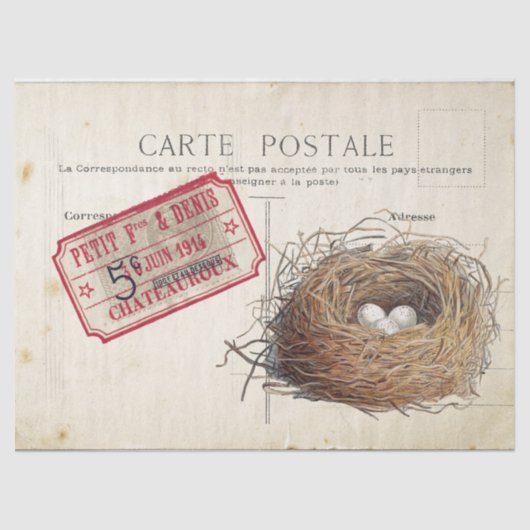 Carte Postale Bird Set 4 of 4 (Bird's Nest Ticket) Tissuepapier (Voorkant)