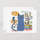 Carte postale "Cute cat and bird" Briefkaart (Voorkant / Achterkant)