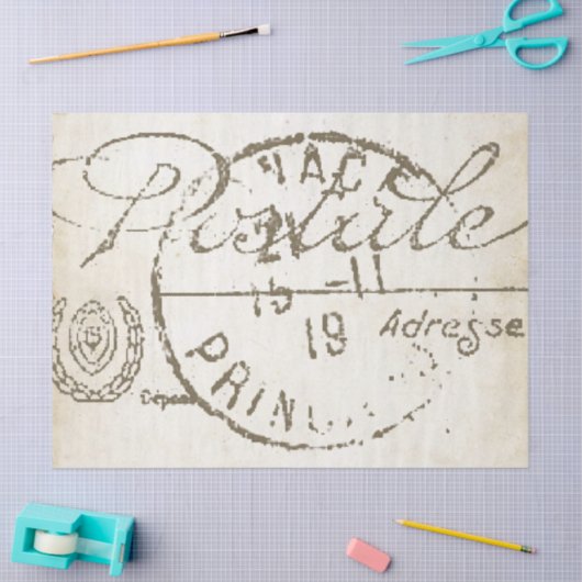Carte Postale Decoupage Franse  Postmark Tissuepapier (Craft)