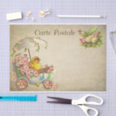 Carte Postale Easter Baby Chick in een eierauto Tissuepapier (Craft)