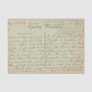 Carte Postale English Script  Green Tissuepapier