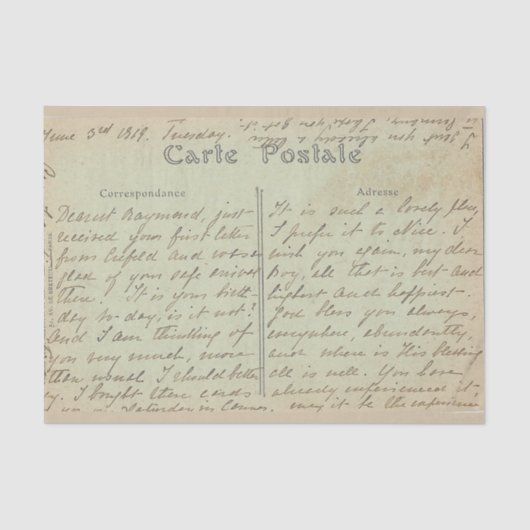 Carte Postale English Script  Green Tissuepapier (Voorkant)