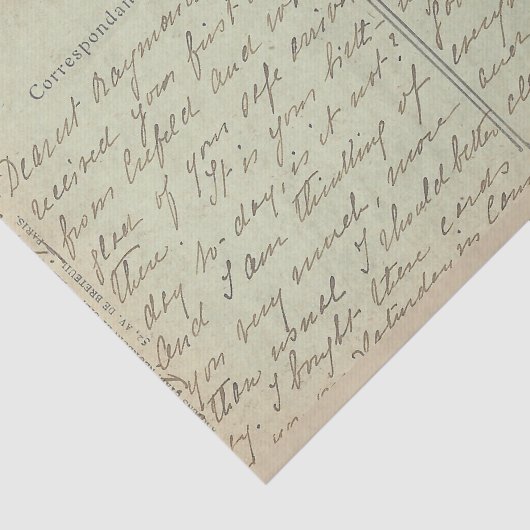 Carte Postale English Script Green Tissuepapier (Detail)