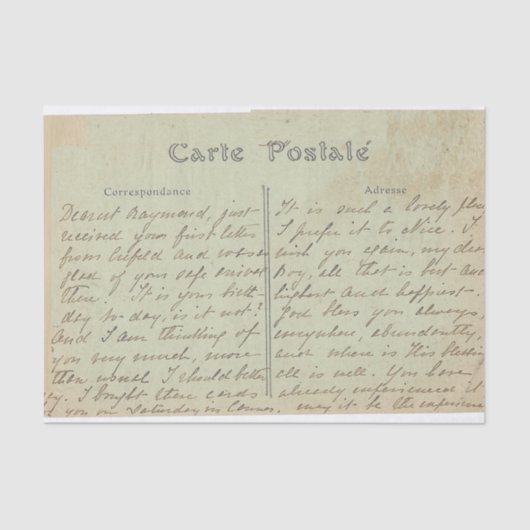 Carte Postale English Script  Greens Tissuepapier (Voorkant)
