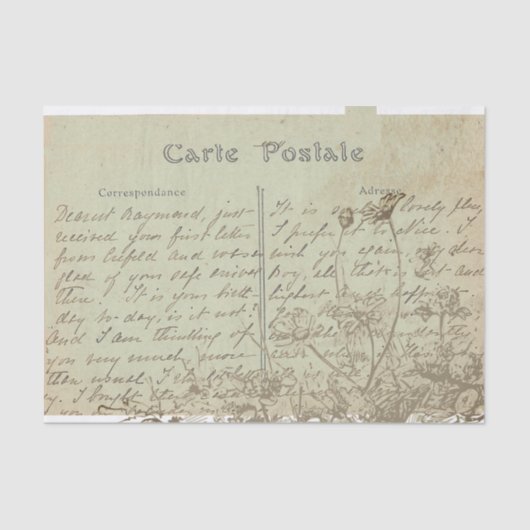 Carte Postale English Script  Wildflower Tissuepapier (Voorkant)