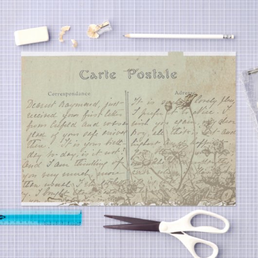 Carte Postale English Script  Wildflower Tissuepapier (Craft)
