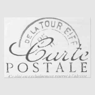 Carte Postale Franse  ontkoppeling Parijs Tekst Tissuepapier