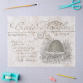 Carte Postale French Script Beehive Skep Decoupage Tissuepapier (Craft)
