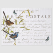 Carte Postale French Script Bird Butterfly  Tissuepapier (Voorkant)