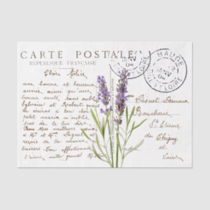 Carte Postale French Script Lavender Flower Craft Tissuepapier