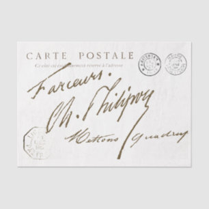 Carte Postale French Signature Postmark  Tissuepapier